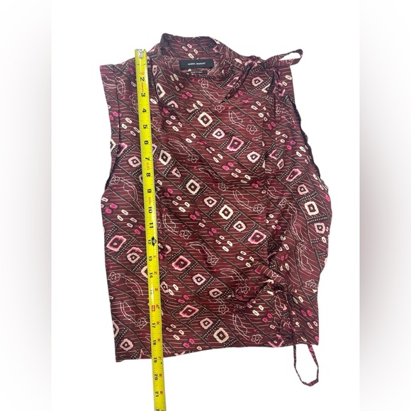 Isabel Marant Maroon Sleeveless 100% Silk Theo Blouse Mandarin Collar sz 34 - Picture 14 of 15